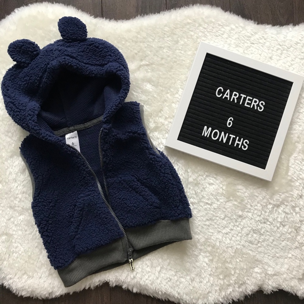 Carter’s Boys 6M Zip-Up Sherpa Vest with Hood